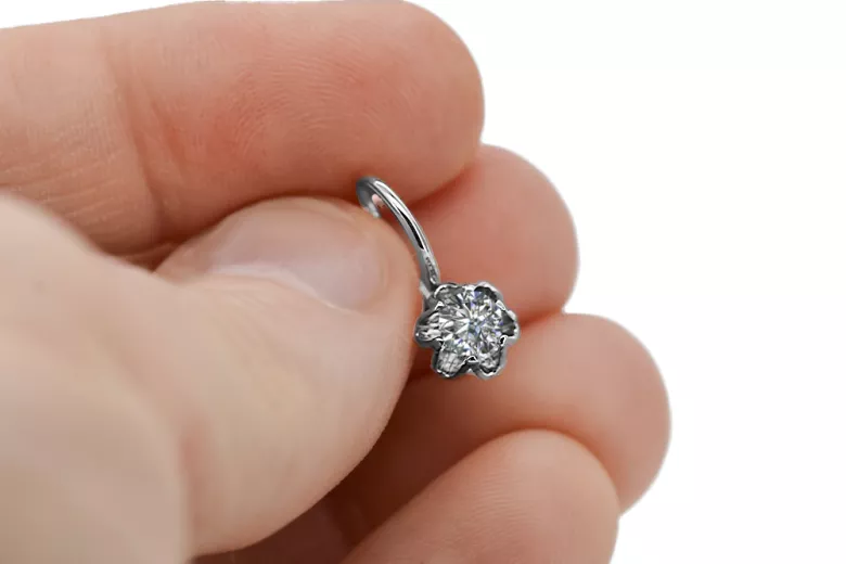 Sterling silver 925 925 Zircon earrings vec013s Russian Soviet USSR Vintage craft Art Deco style